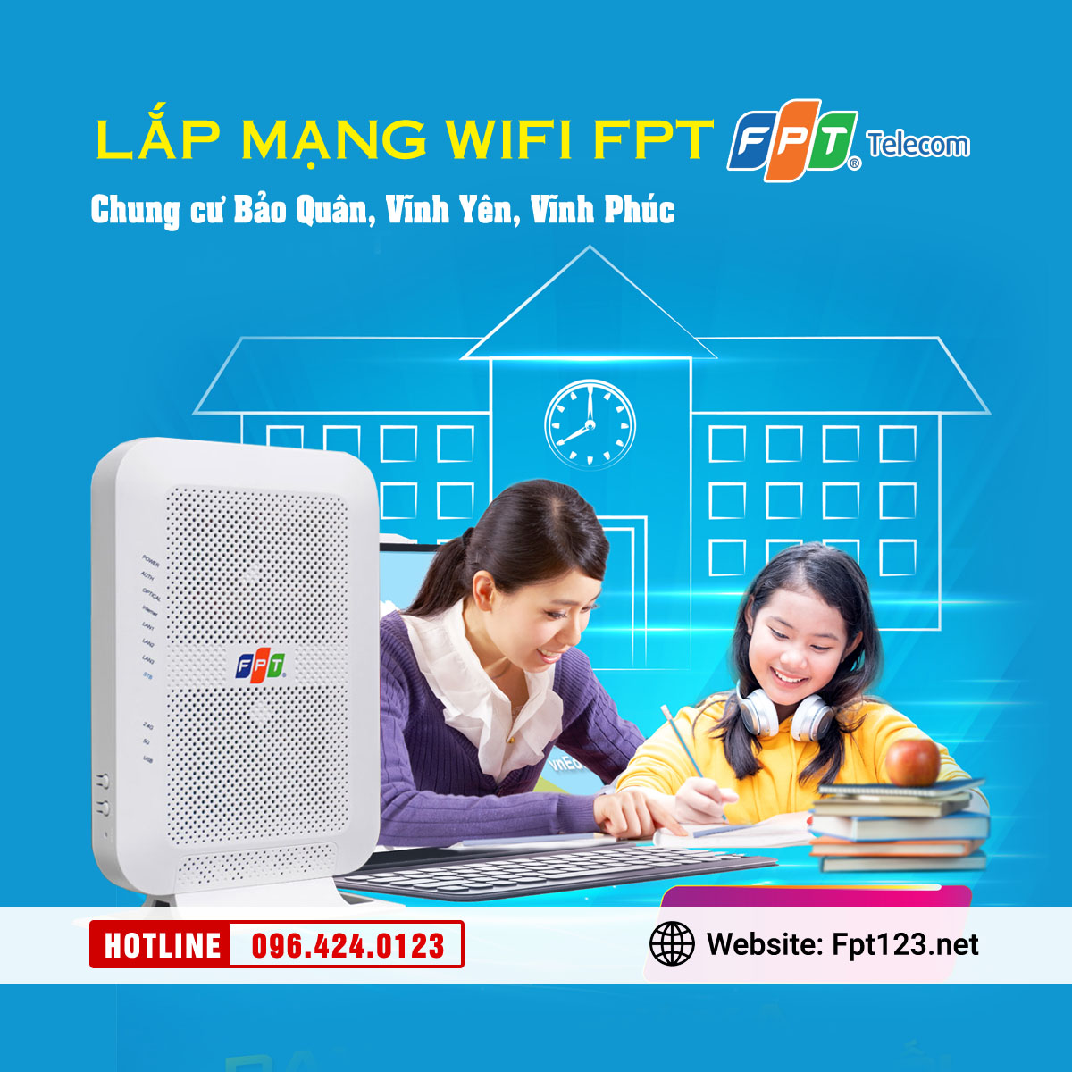 Lắp mạng wifi FPT ở chung cư Bảo Quân, Vĩnh Yên, Vĩnh Phúc