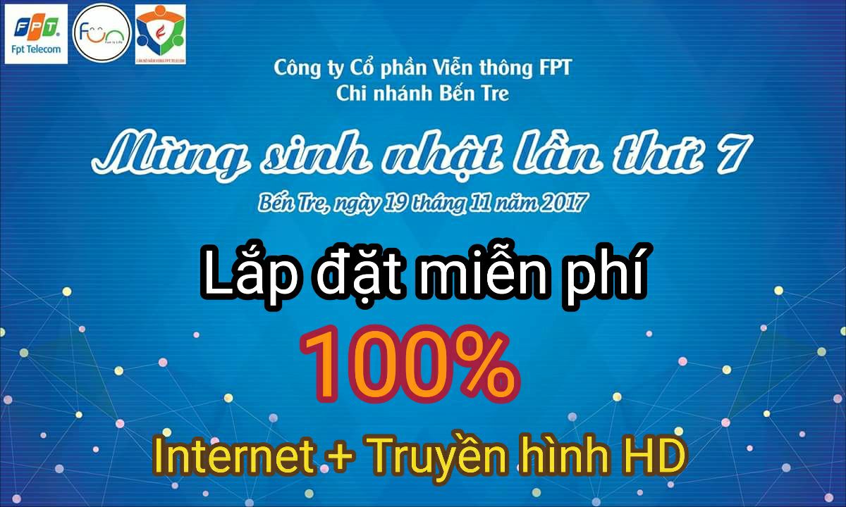 FPT Bến Tre miễn phí lắp đặt internet trong 7 ngày
