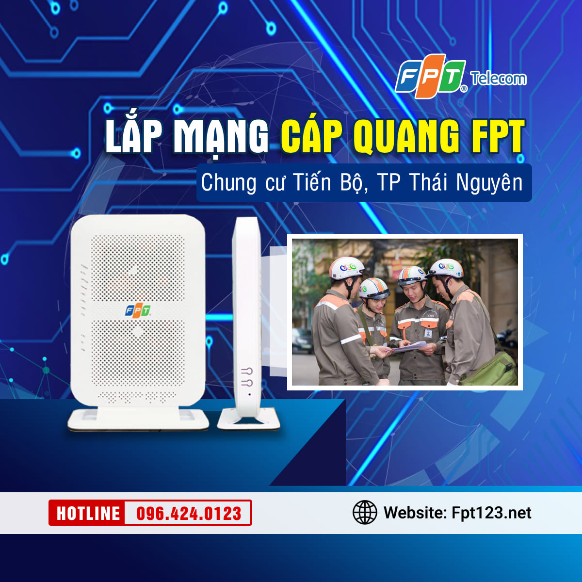 Lắp mạng cáp quang FPT chung cư Tiến Bộ, TP Thái Nguyên