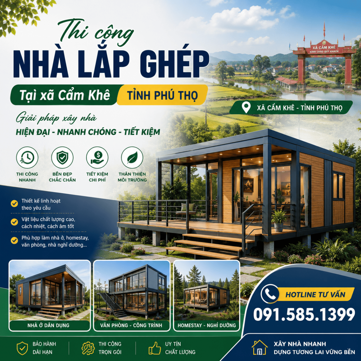 Thi công nhà lắp ghép tại Cẩm Khê