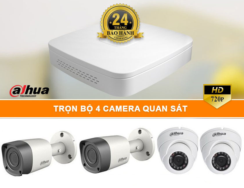 Trọn bộ 4 mắt camera Dahua 2.0MP 
