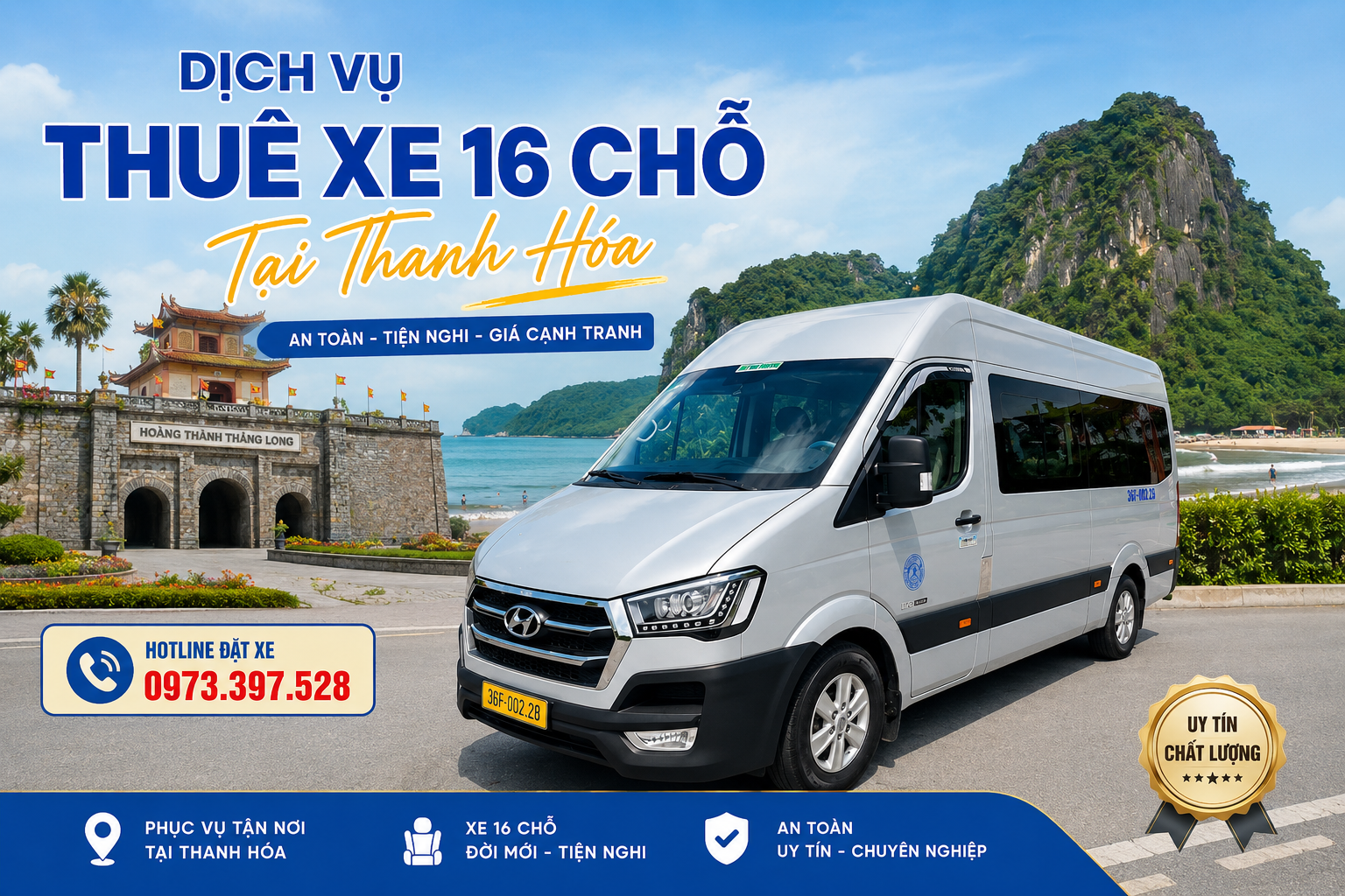 Dịch vụ thuê xe 16 chỗ tại Thanh Hóa - Xe đẹp, chất lượng cao