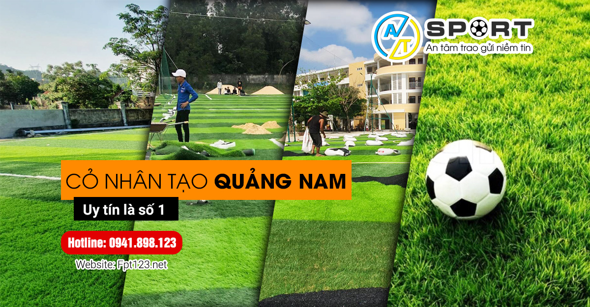 Thi công cỏ nhân tạo sân bóng huyện Núi Thành, Quảng Nam