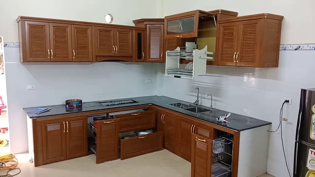 tủ bếp nhôm kính 2